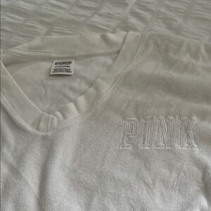 PINK White V-Neck long sleeves with matching shorts